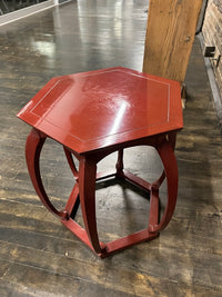 Baker Chinoiserie Style Red Lacquer Mid-Century Side Table