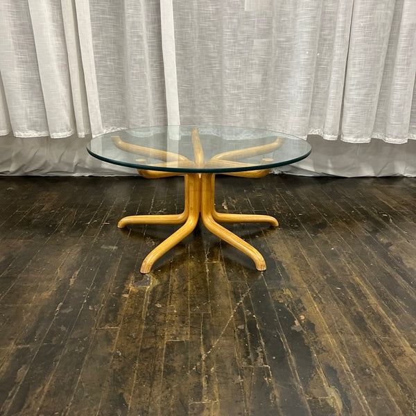 Mid-Century Bentwood Coffee Table With Glass Top, Studio Sonja Milan, Chicago, IL