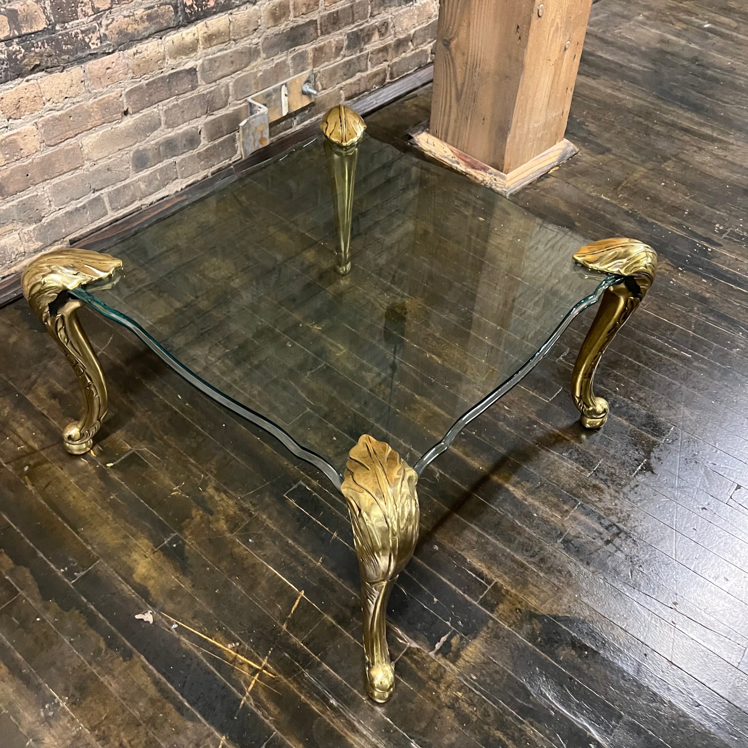 Maison Jansen (attributed) Brass and Glass Floating Side Table