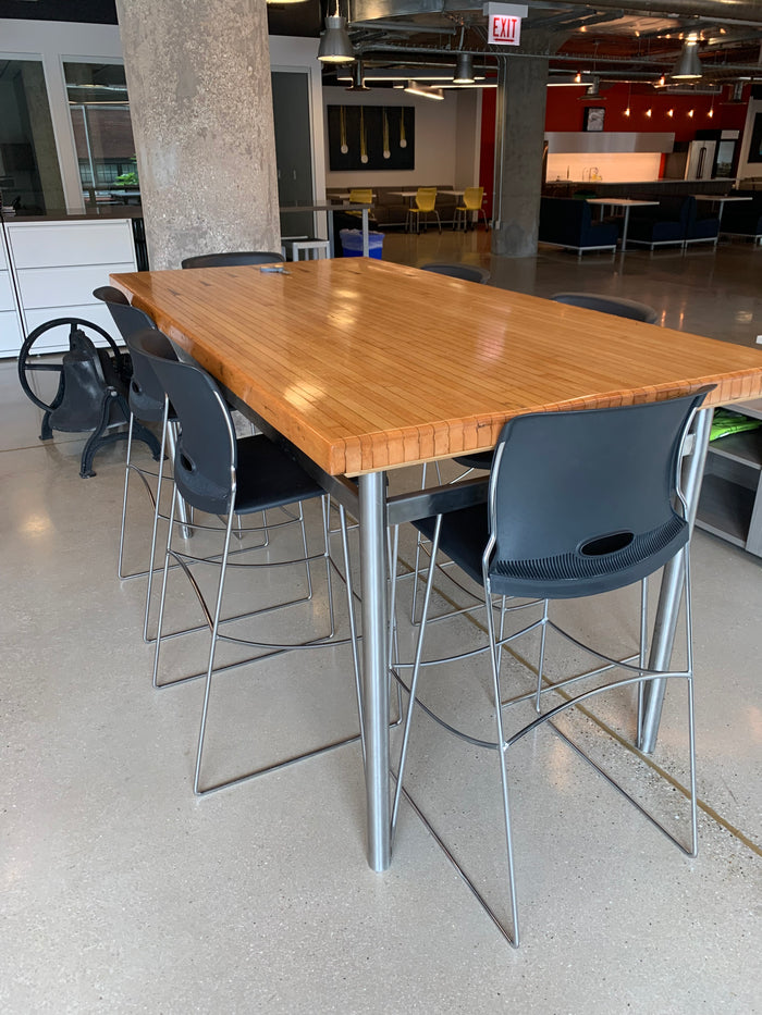 Large Bar Height Rectangular Table with Vintage Shuffle Board Top