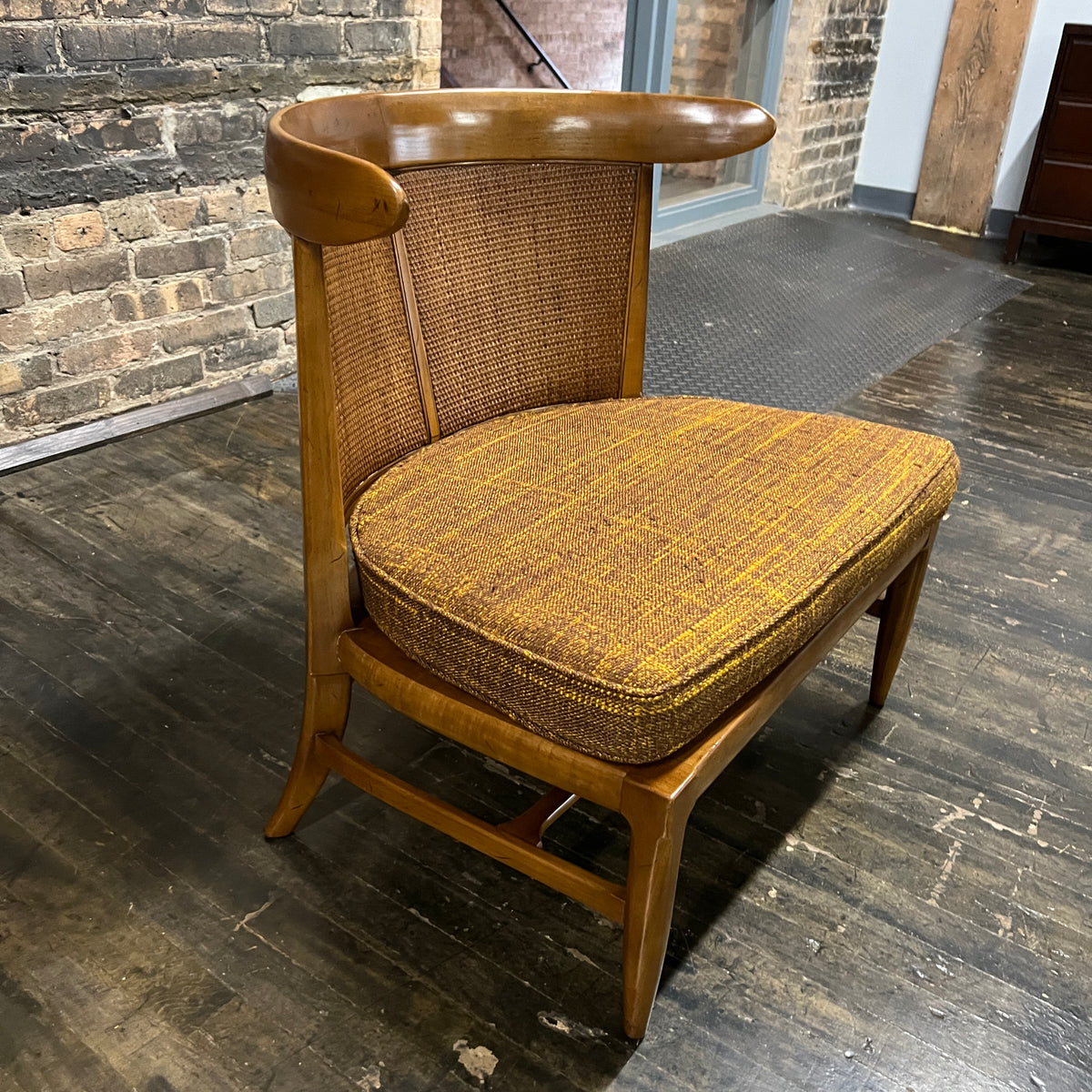 Tomlinson slipper chair from the Sophisticates line circa 1950's.&nbsp; The model 650 chair was designed by John Lubberts &amp; Lambert Mulder