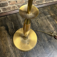 Mid-century brass and walnut floor lamp.  Studio Sonja Milan, Chicago, IL