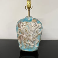 Marcello Fantoni Figural Table Lamp in Blue and Ivory circa 1950