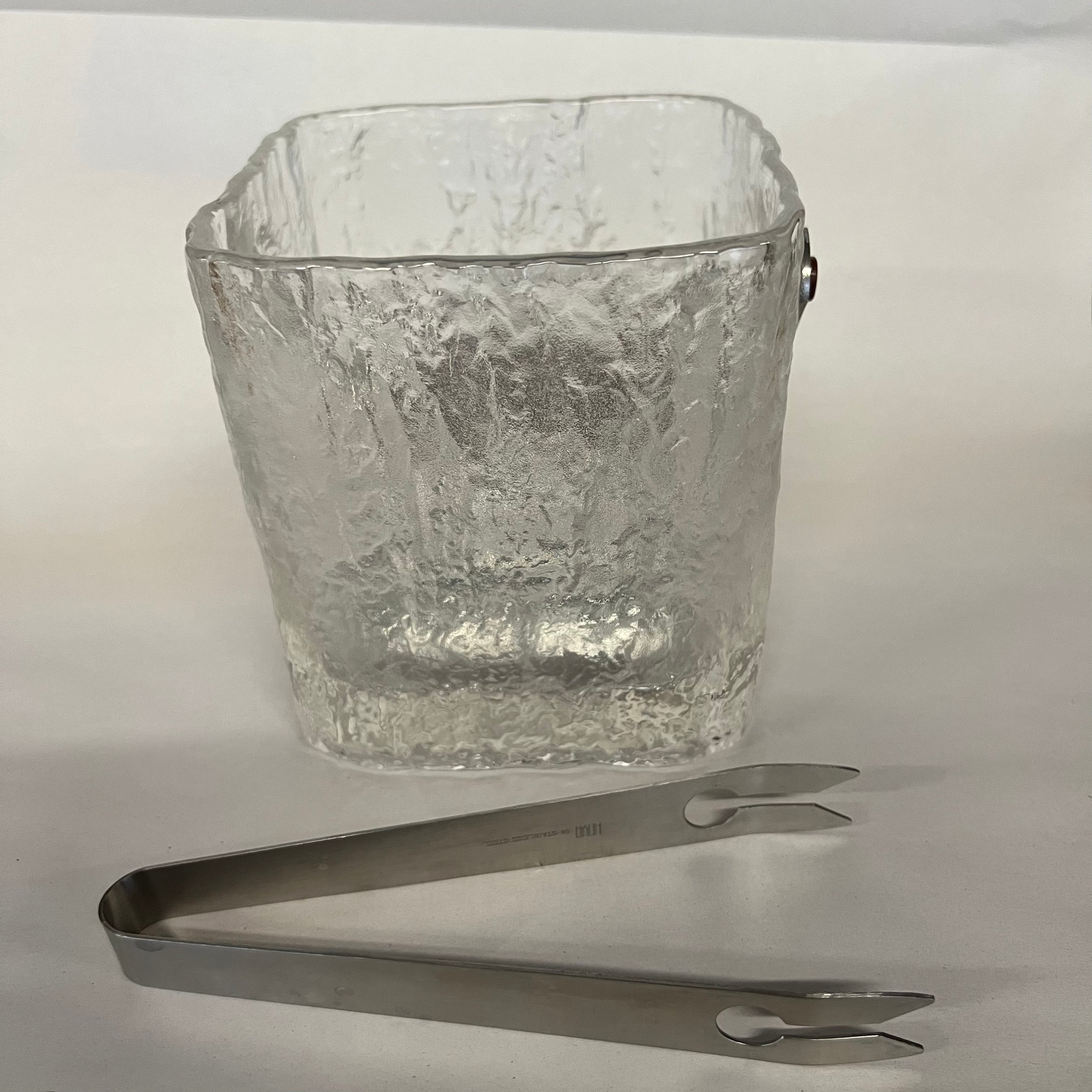 Hoya Japan Frosted Glass Ice Bucket and 6 Rocks Glasses
