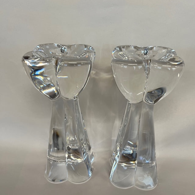 Pair of Baccarat Diomede Crystal Clover Candlesticks