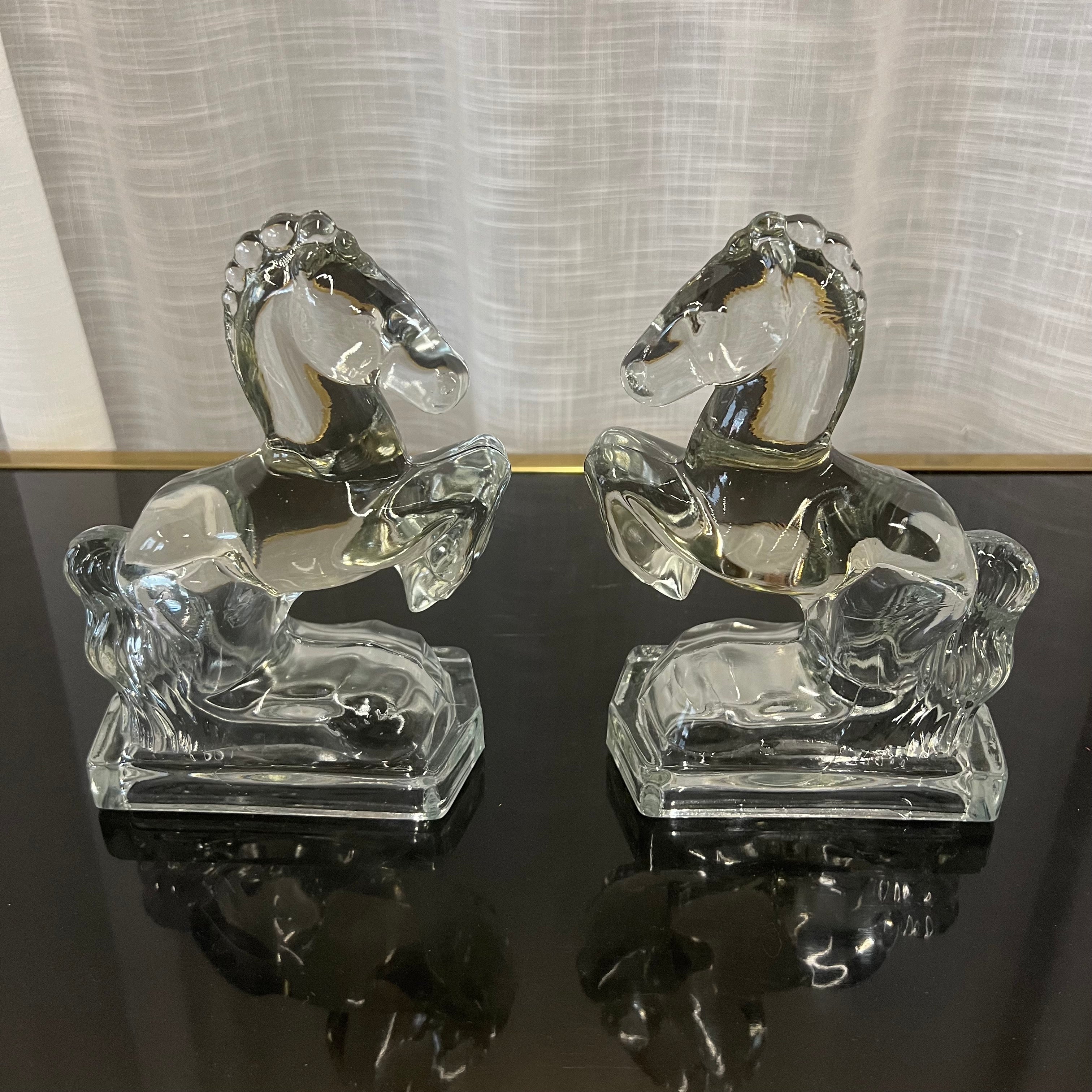 Vintage L.E. Smith Cobalt hotsell Blue Glass Horse Bookends