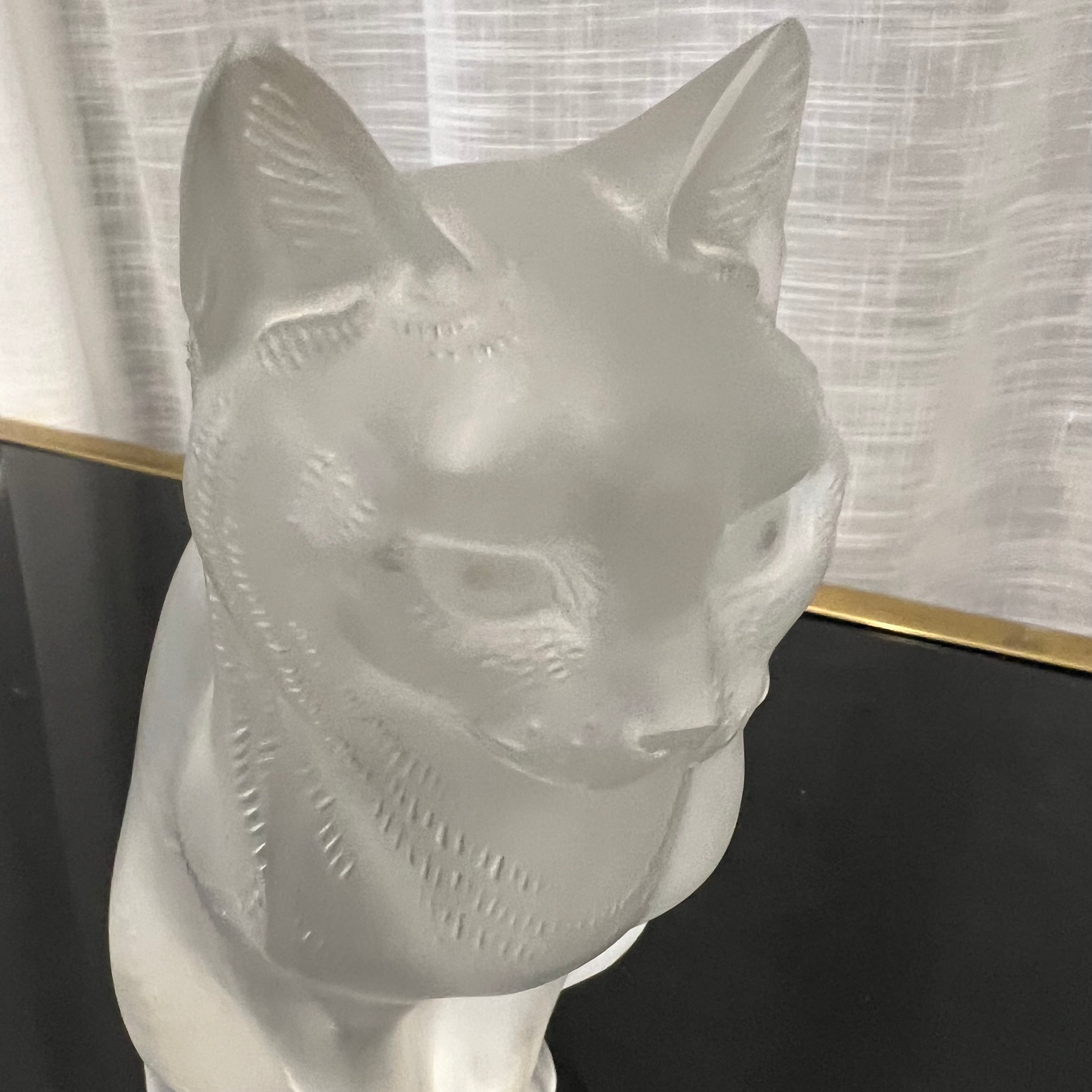 Lalique Frosted Crystal Cat Sitting - Chat Assis – Studio Sonja Milan