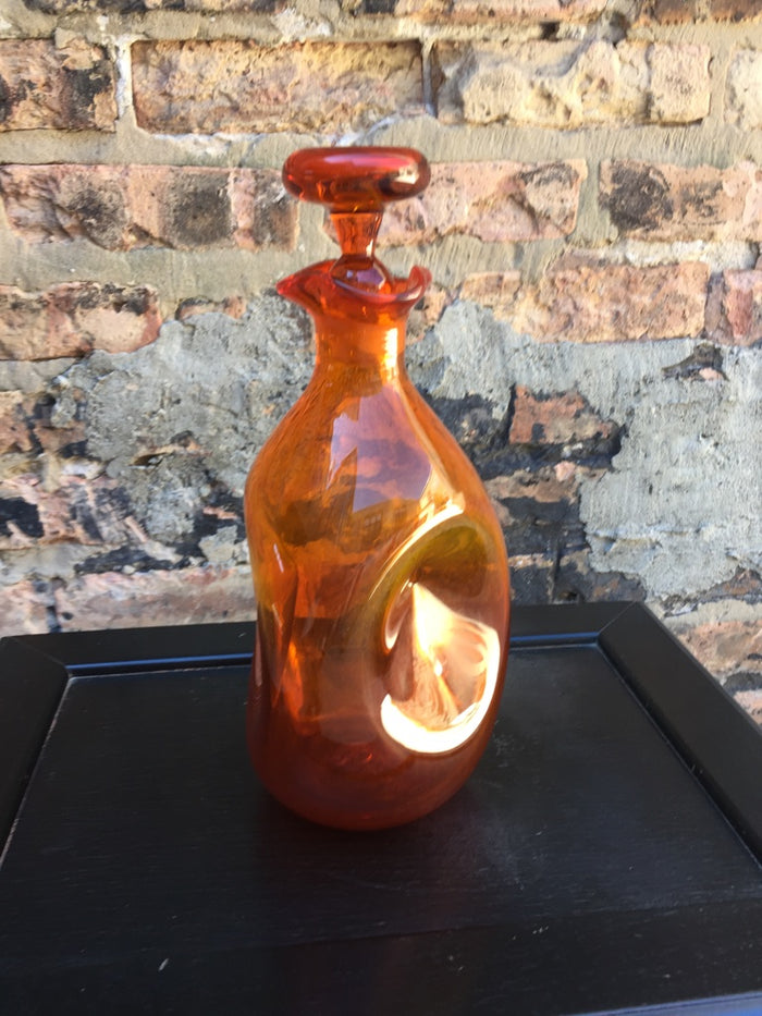 Mid-Century Orange Blenko Decanter